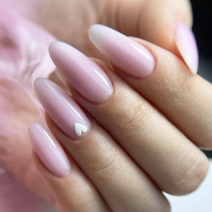 Elegant Press-On Nail Set with Heart Embellishments Bowlift