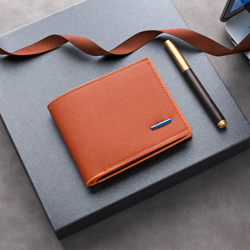 Textured Leather Folded Wallet Bowlift