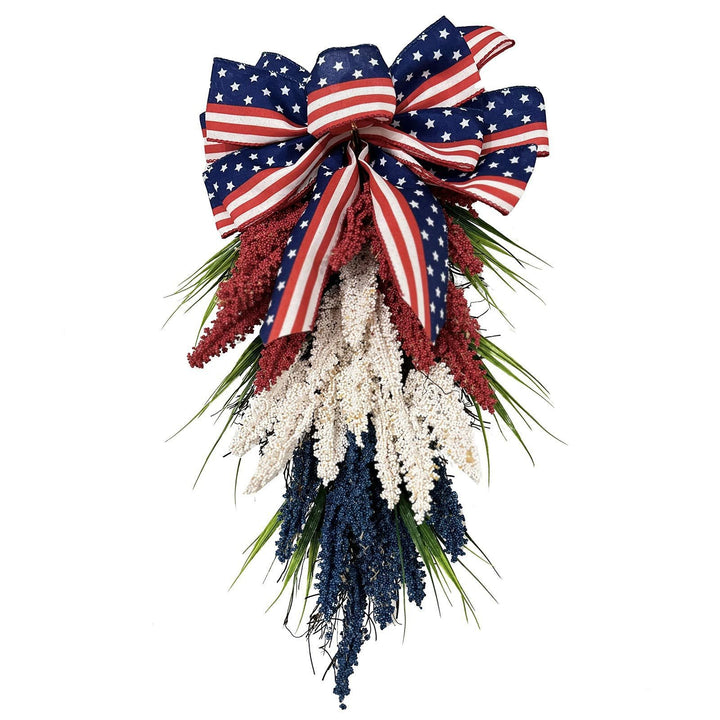 Unisex nan more patriotic door decoration swag with bow and intricate berry branches Bowlift