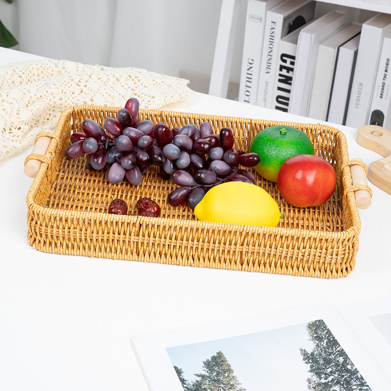 Handwoven Rectangular Serving Tray Bowlift