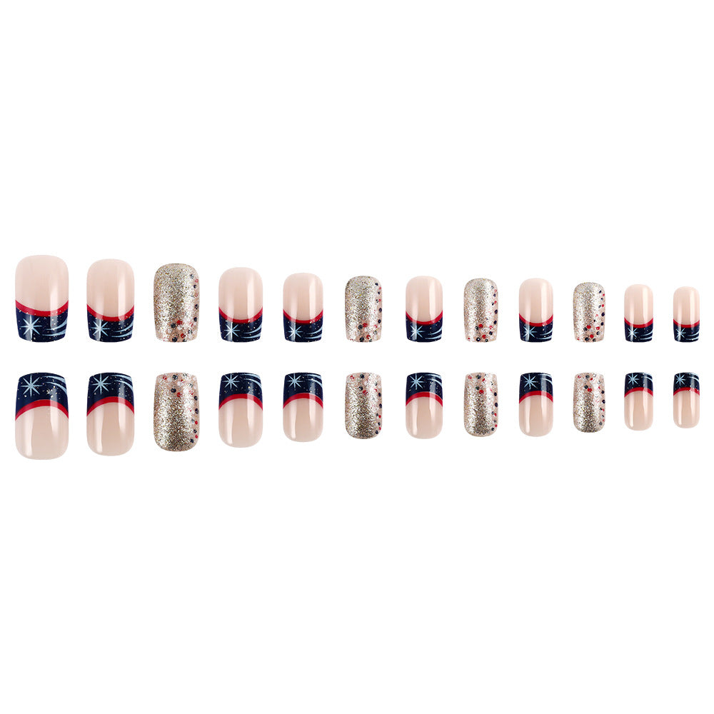 Decorative Press-On Nail Art Set with Glitter Accents Bowlift