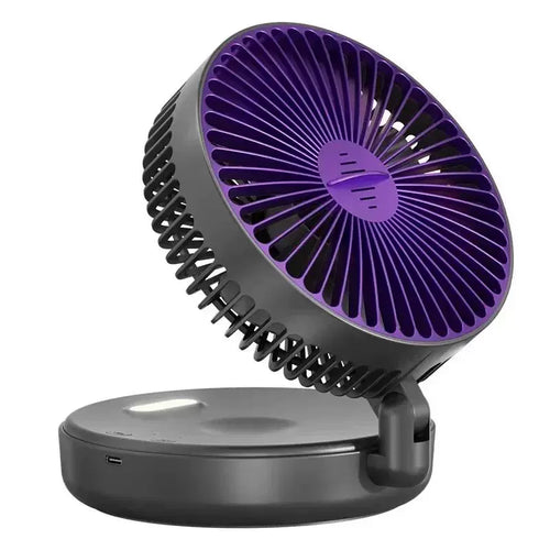 Unisex one size compact folding rechargeable USB Type C desk fan with adjustable tilt angle and integrated LED night light Bowlift