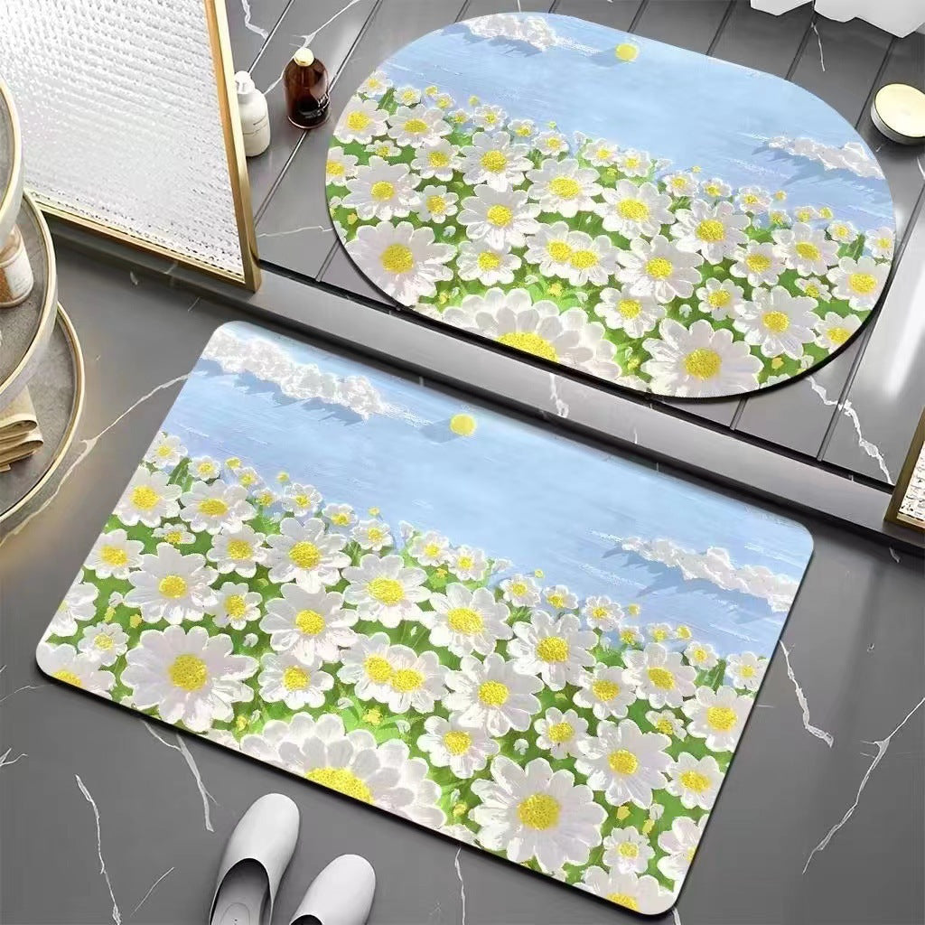 Floral Patterned Bath Mat Bowlift
