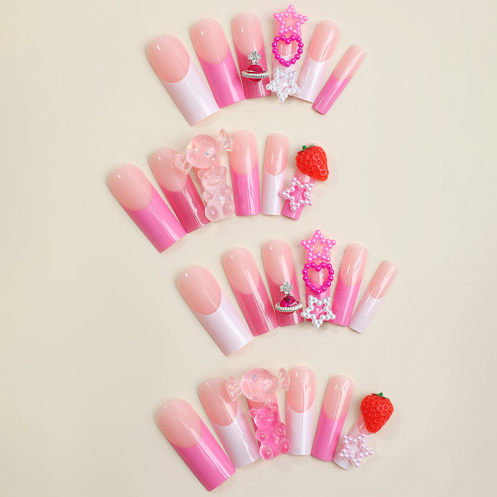 Decorative False Nail Art Set with 3D Embellishments Bowlift