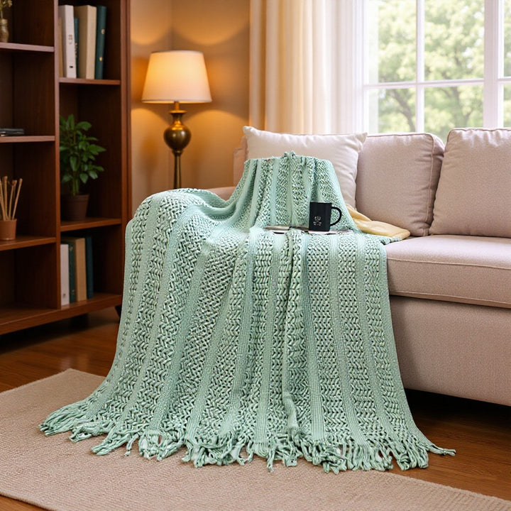 Textured Handwoven Throw Blanket Bowlift