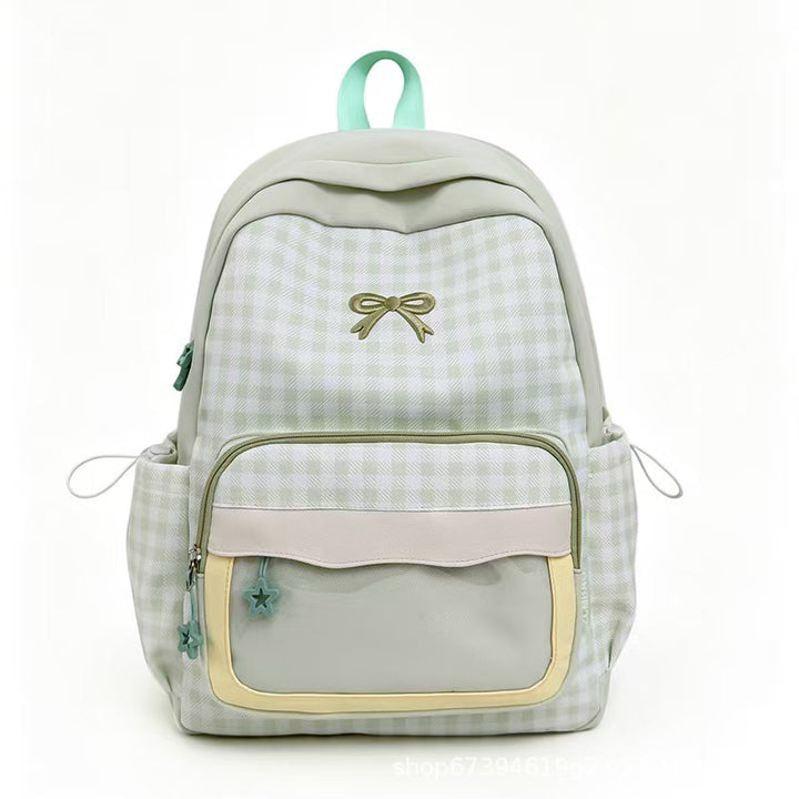 Backpack in Modern Check Pattern with Transparent Viewing Window Bowlift