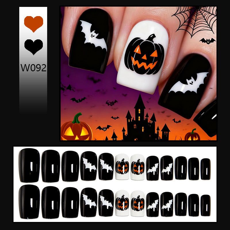 Halloween Artificial Nails with Spider and Pumpkin Design Bowlift