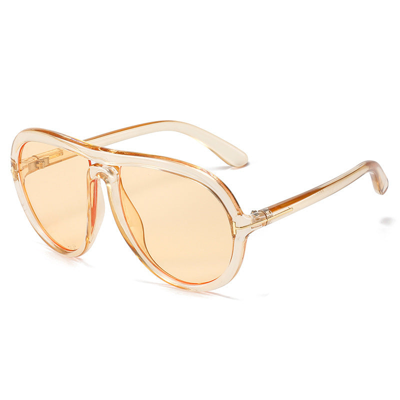 Oversized Fashionable Transparent Pink Sunglasses Bowlift