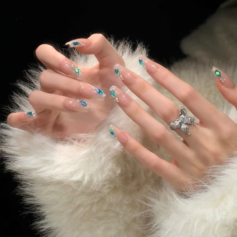 Premium Decorative Nail Art Tips with Gemstone Accents Bowlift