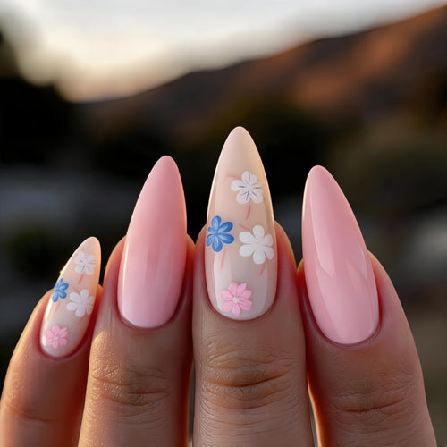 Artificial Nails in Elegant Flower Design Bowlift