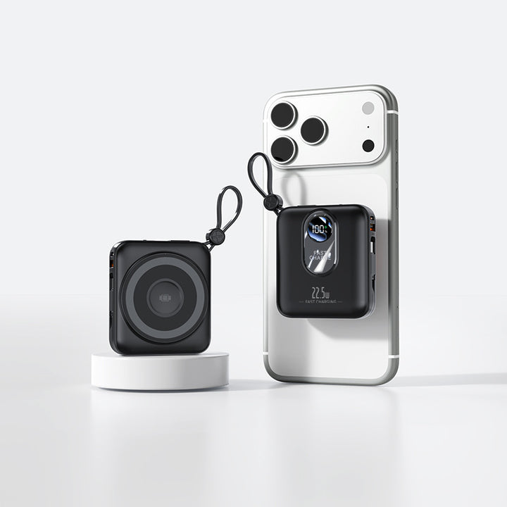 Portable Mini Powerbank with Fast Induction Charging Function and Smart LED Display Bowlift