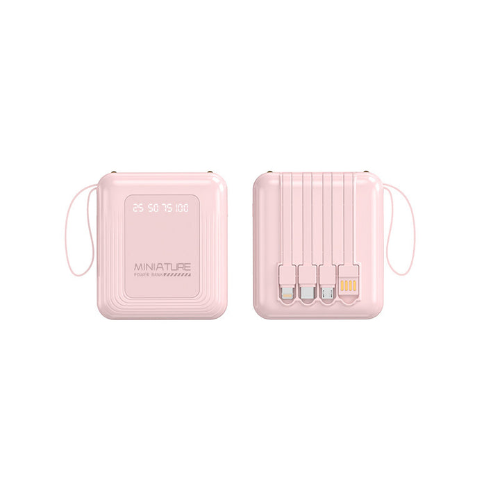 Compact power bank with integrated cable and digital charging display Bowlift