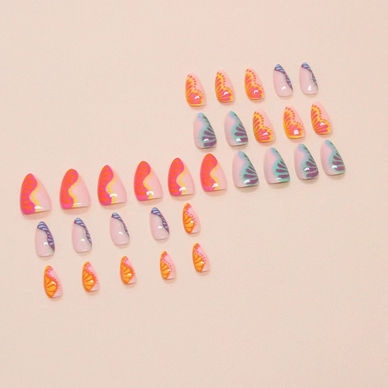 Art nail set with colorful gradient and creative designs Bowlift