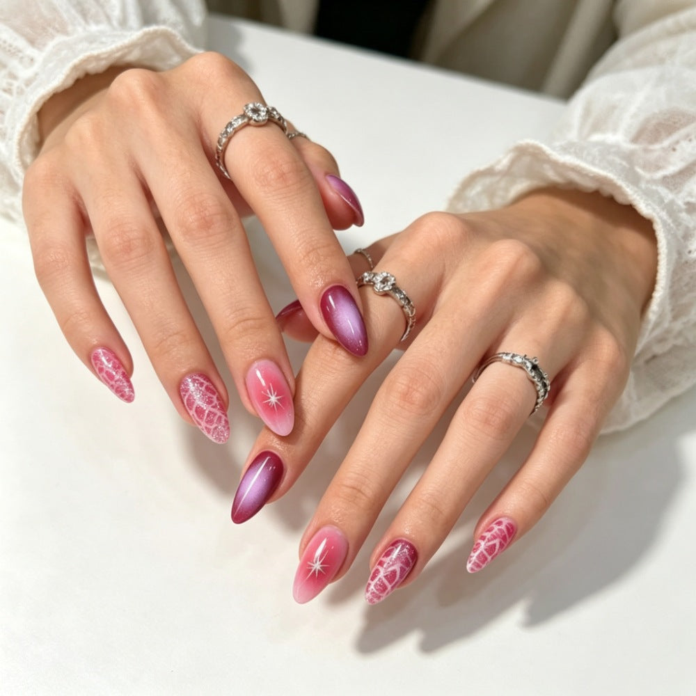 Artificial nails with elegant ombre design and creative accents Bowlift