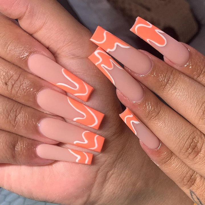 Artful acrylic nails with creative wave design Bowlift