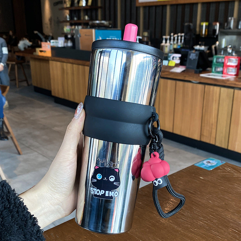 Women's playful coffee mug with silicone sleeve and integrated pendant Bowlift