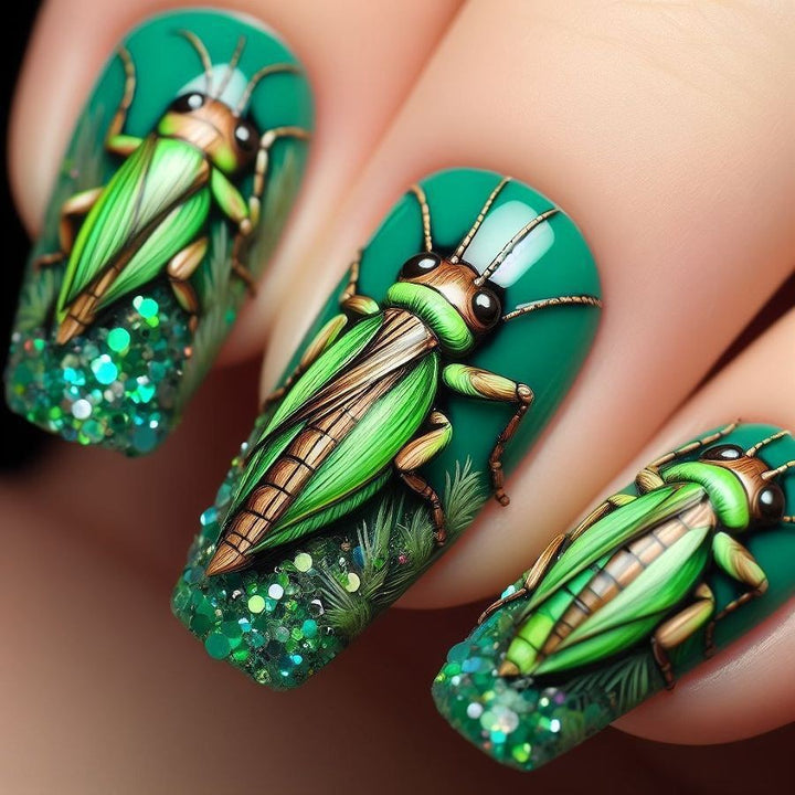 Elegant Artificial Nails with French Manicure and Glitter Effects Bowlift