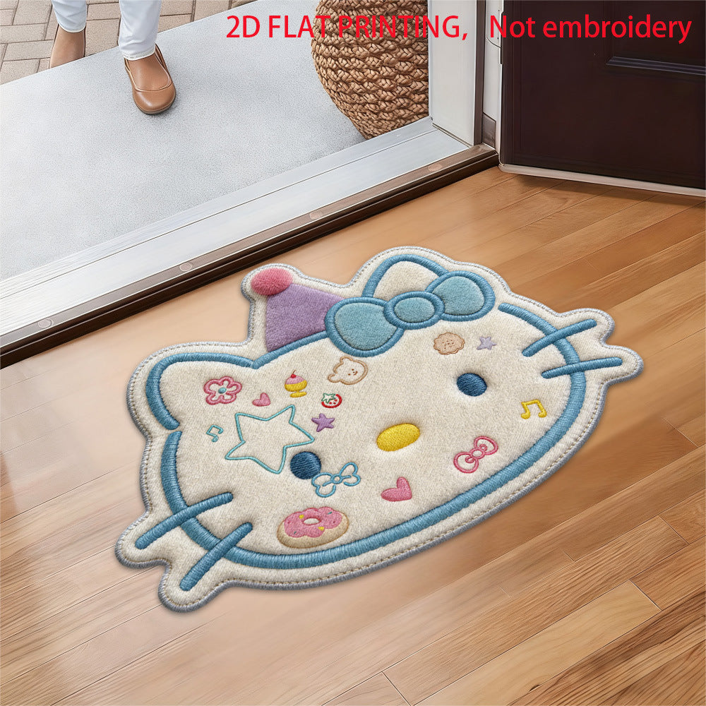 Non-slip leather look bath mat with leopard print
