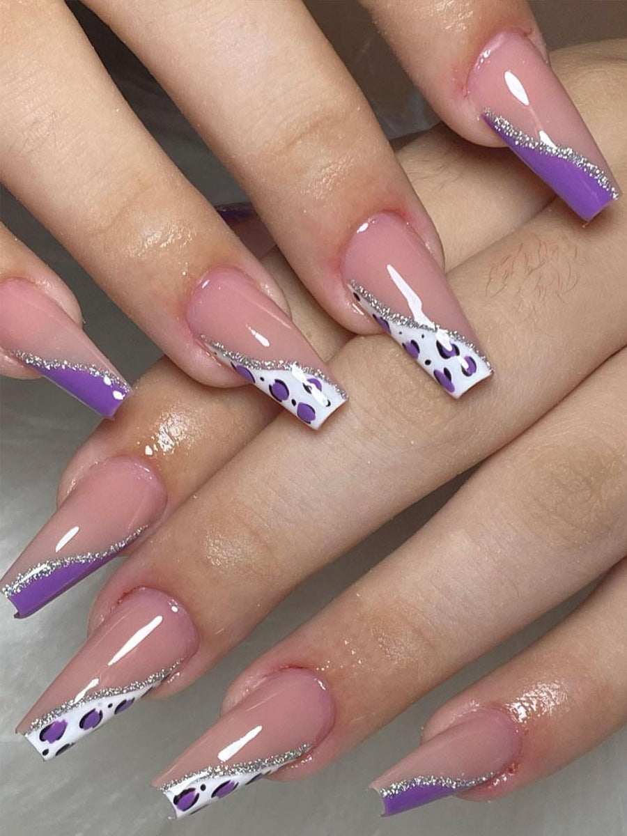 Artistic Press-On Nail Set with Sparkling Tips and Unique Patterns Bowlift