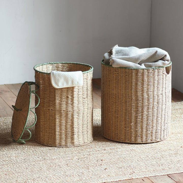 Rustic laundry basket with lid Bowlift