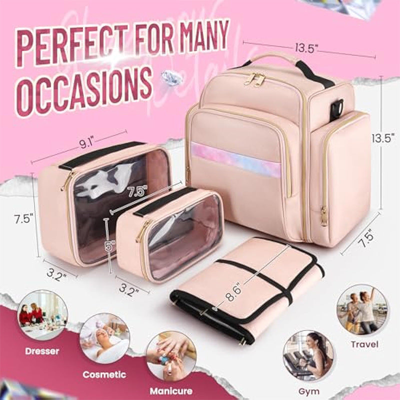 Cosmetic Organizer Backpack with Multiple Compartments Bowlift