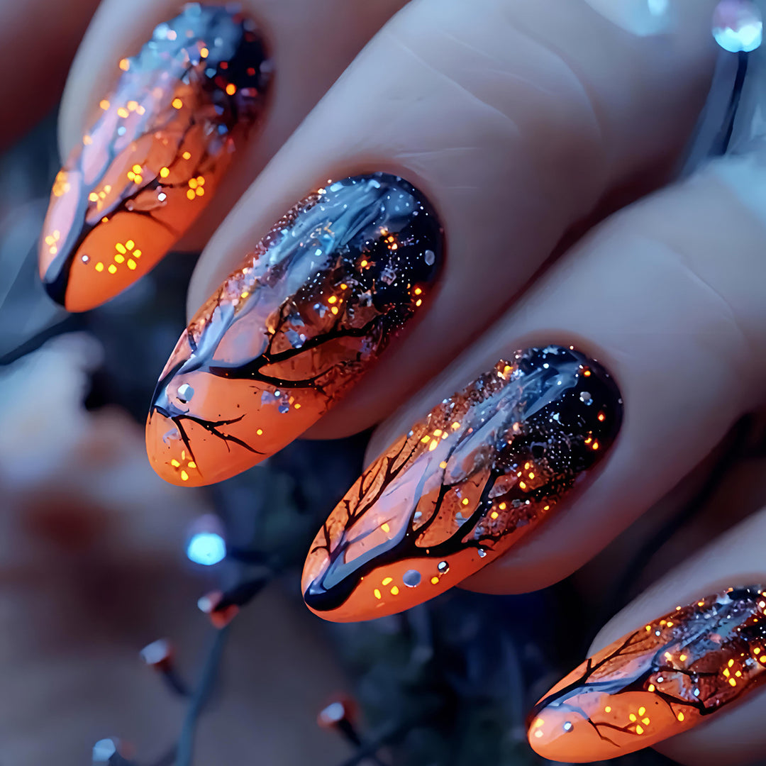 Art nails with creative autumn tree design Bowlift