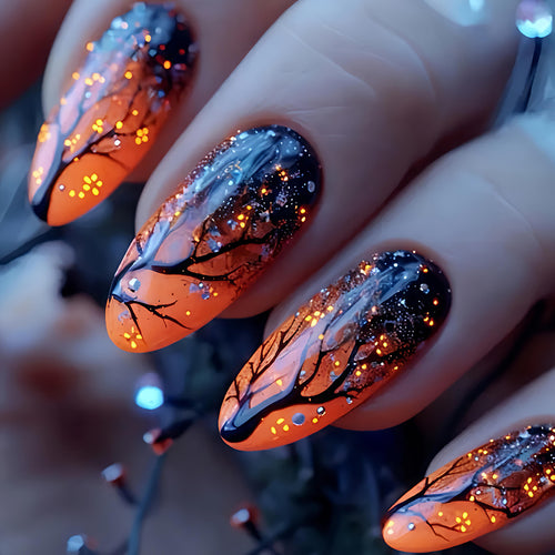 Art nails with creative autumn tree design Bowlift