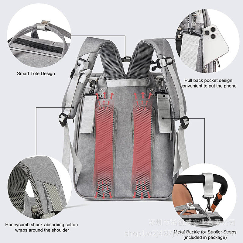 Multi-Functional Diaper Backpack with Insulated Compartment Bowlift