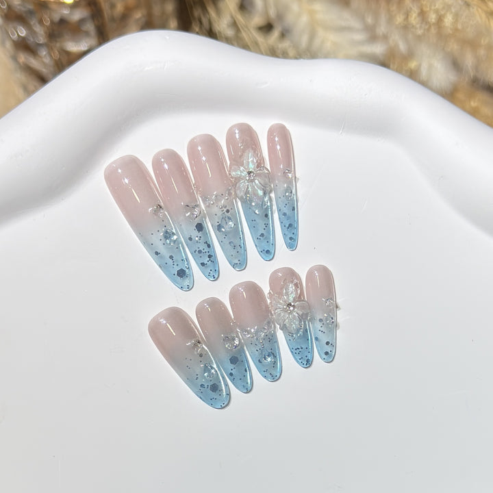 Ombre Floral Press-On Nail Art Set Bowlift