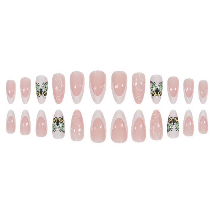 Artistic Stiletto Press-On Nails with Butterfly Design Bowlift