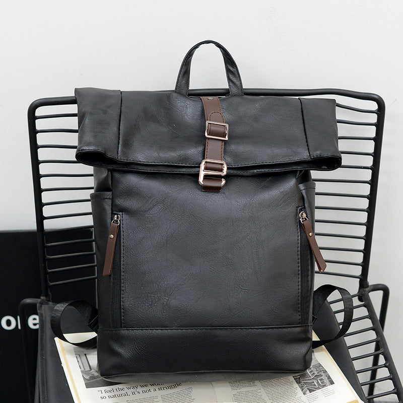 Vintage Leather Rolltop Backpack Bowlift