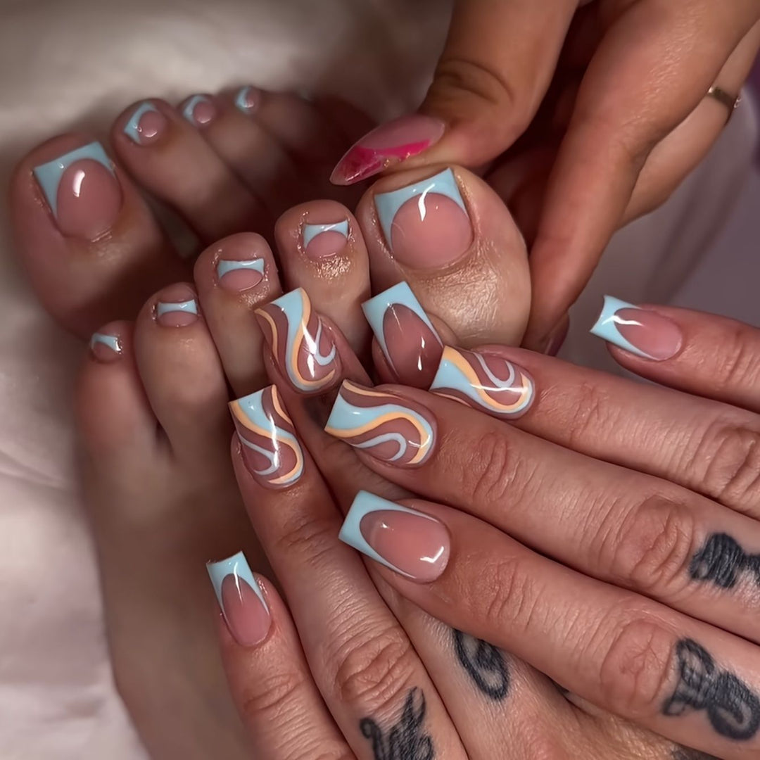 Decorative Floral Press-On Pedicure Set Bowlift