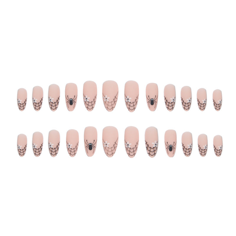 Creative artificial nails with spider web design Bowlift