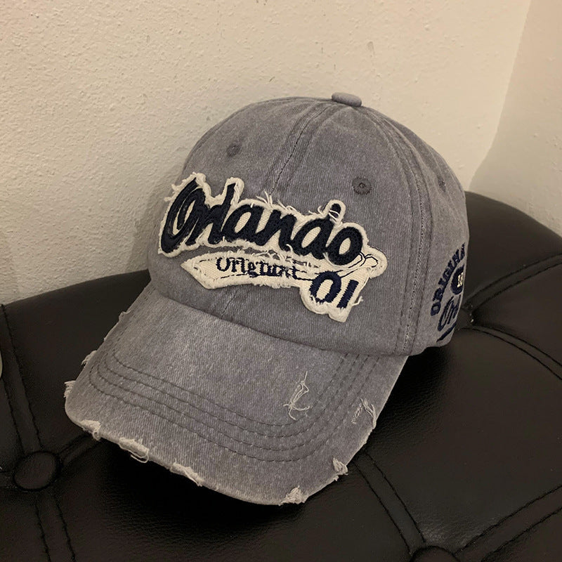 Men's Distressed Cotton Baseball Cap Bowlift