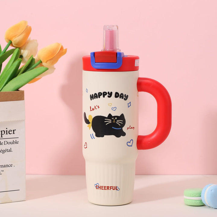 Cartoon-Printed Insulated Travel Mug Bowlift