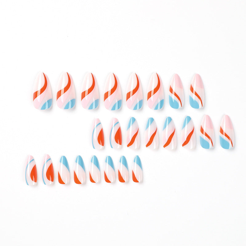 Creative Nail Art with Wave Pattern Bowlift