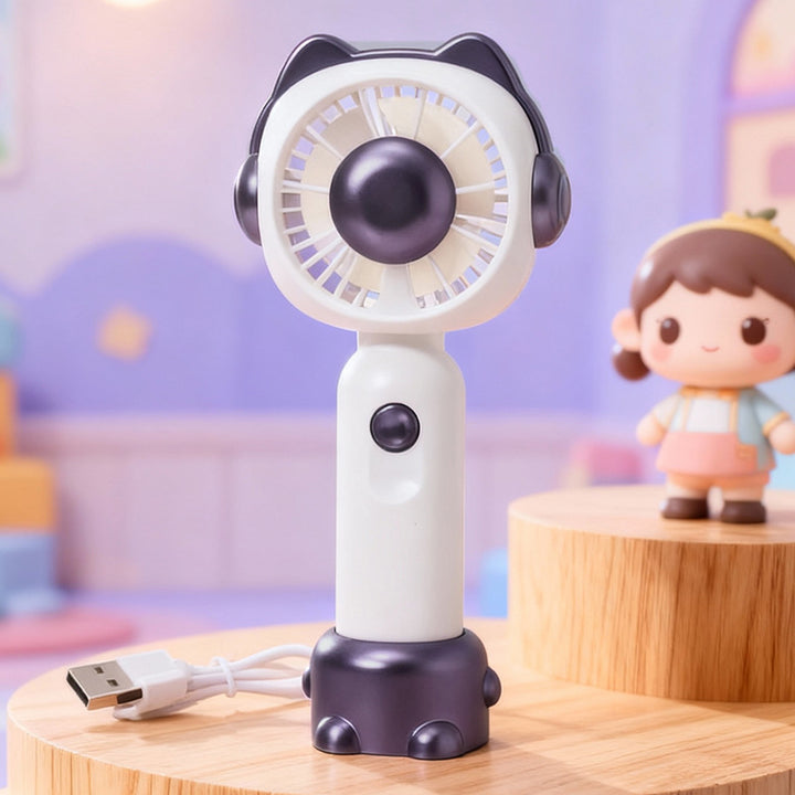 Women portable mini fan with LED light effects and ergonomic design Bowlift