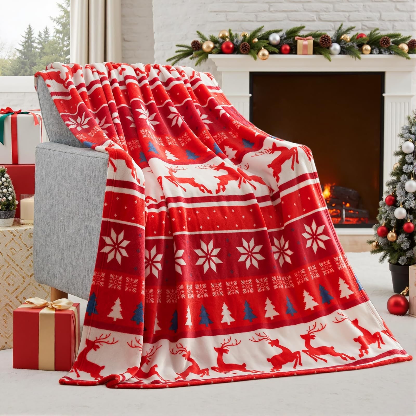 BowLift | Christmas Blanket Soft Flannel Christmas Plush Holiday Blanket