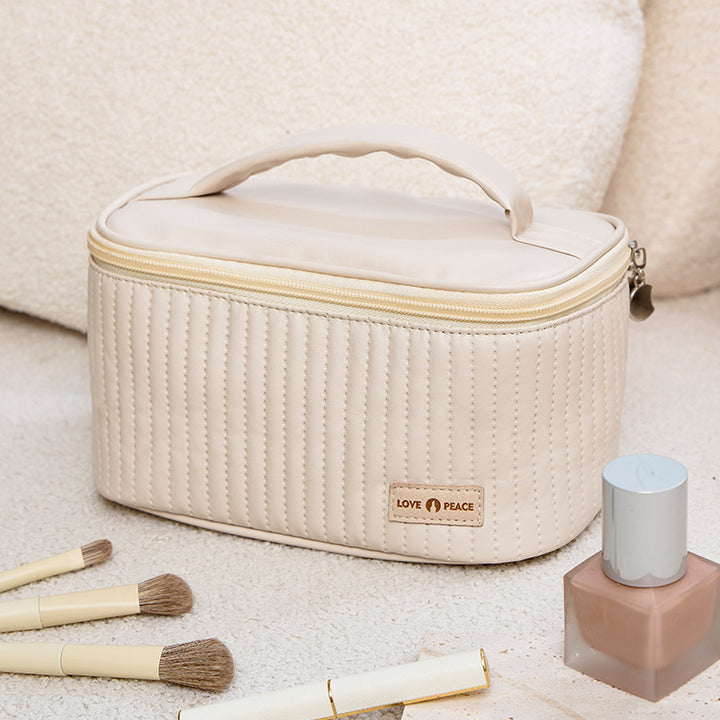 Elegant Quilted Makeup Storage Case Bowlift