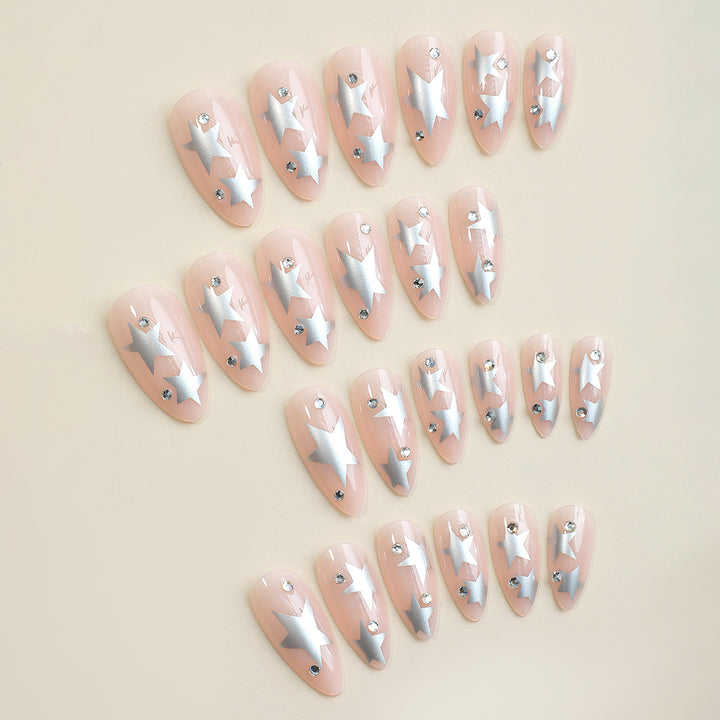 Decorative Press-On Nail Art Set with Star Designs Bowlift