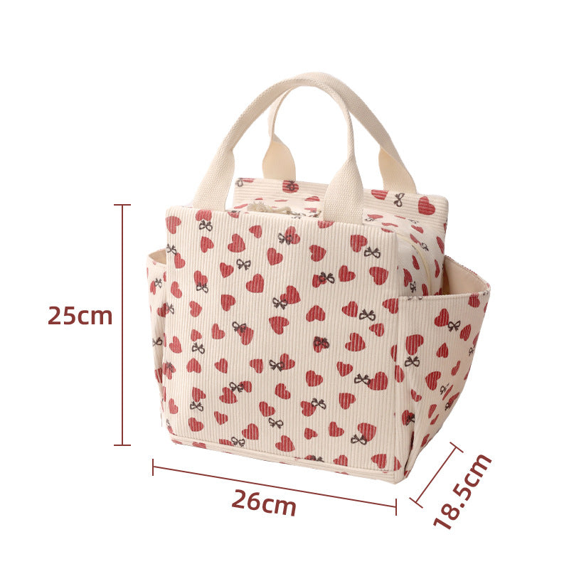 Insulated Heart Print Lunch Tote Bowlift