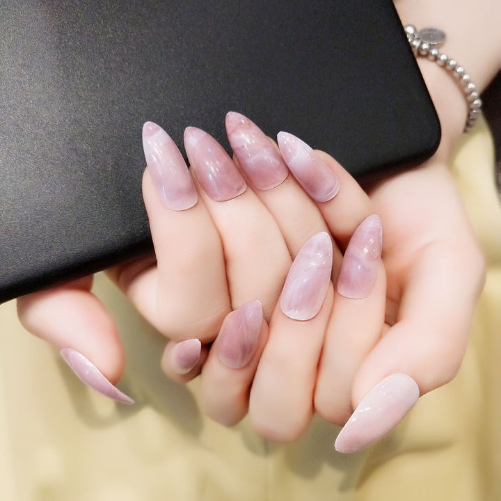Elegant Marble Effect Press-On Nail Tips Bowlift