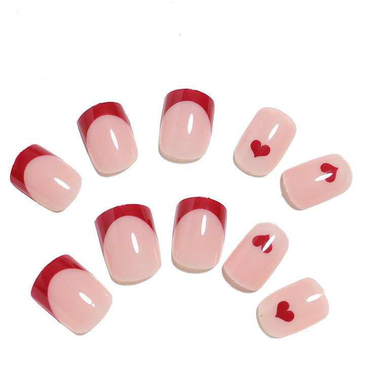 Artistic Heart-Design Press-On Nail Set Bowlift