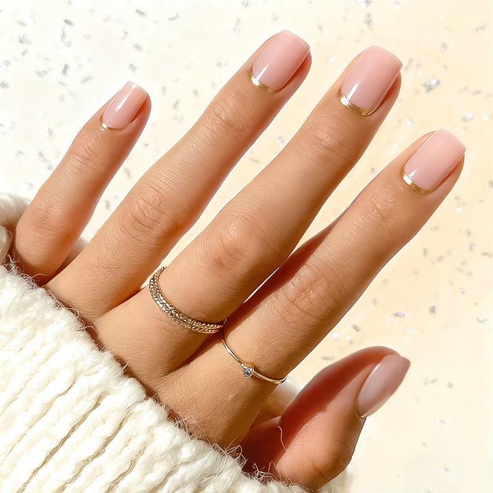 Decorative French Tip Press-On Nails Bowlift