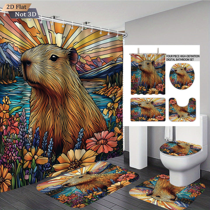 Cute Bear-Themed Four-Piece Bathroom Set Bowlift