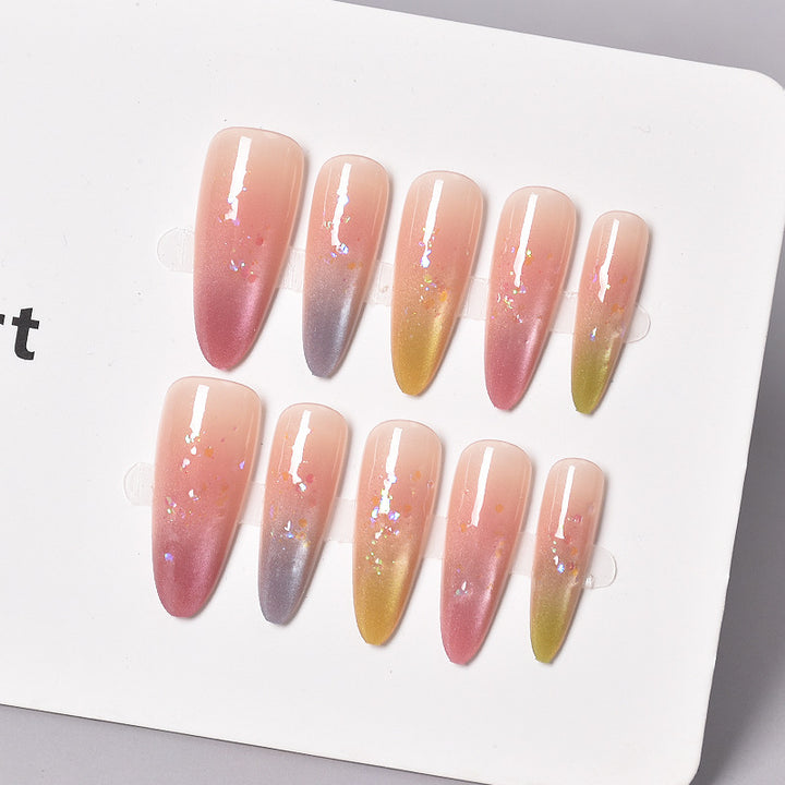 Glittery Ombre Nail Extensions Bowlift