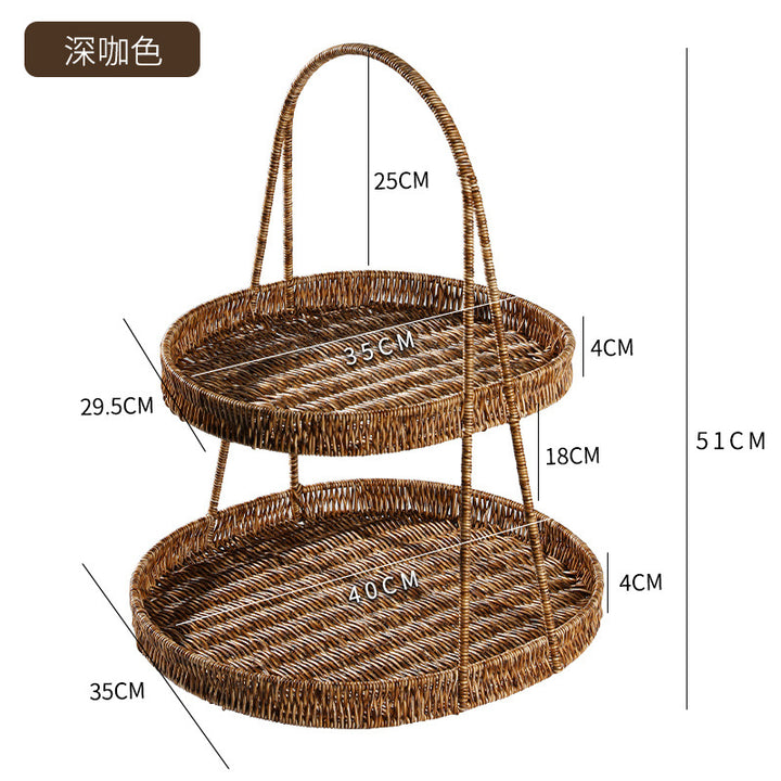 Two-Tiered Woven Storage Display Stand Bowlift