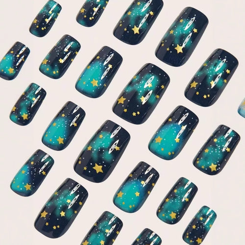 Glitter nail polish with star accents Bowlift