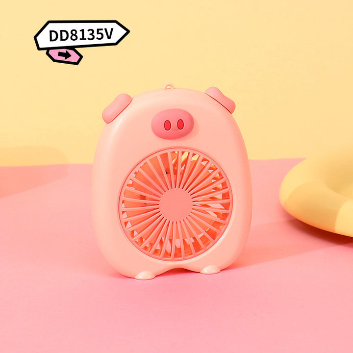 Women's Portable Mini Handheld Fan in Cute Pig Design Bowlift