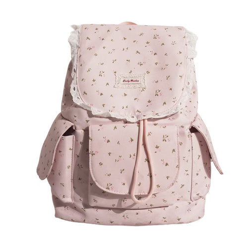 Floral Print Ruffled Backpack Bowlift